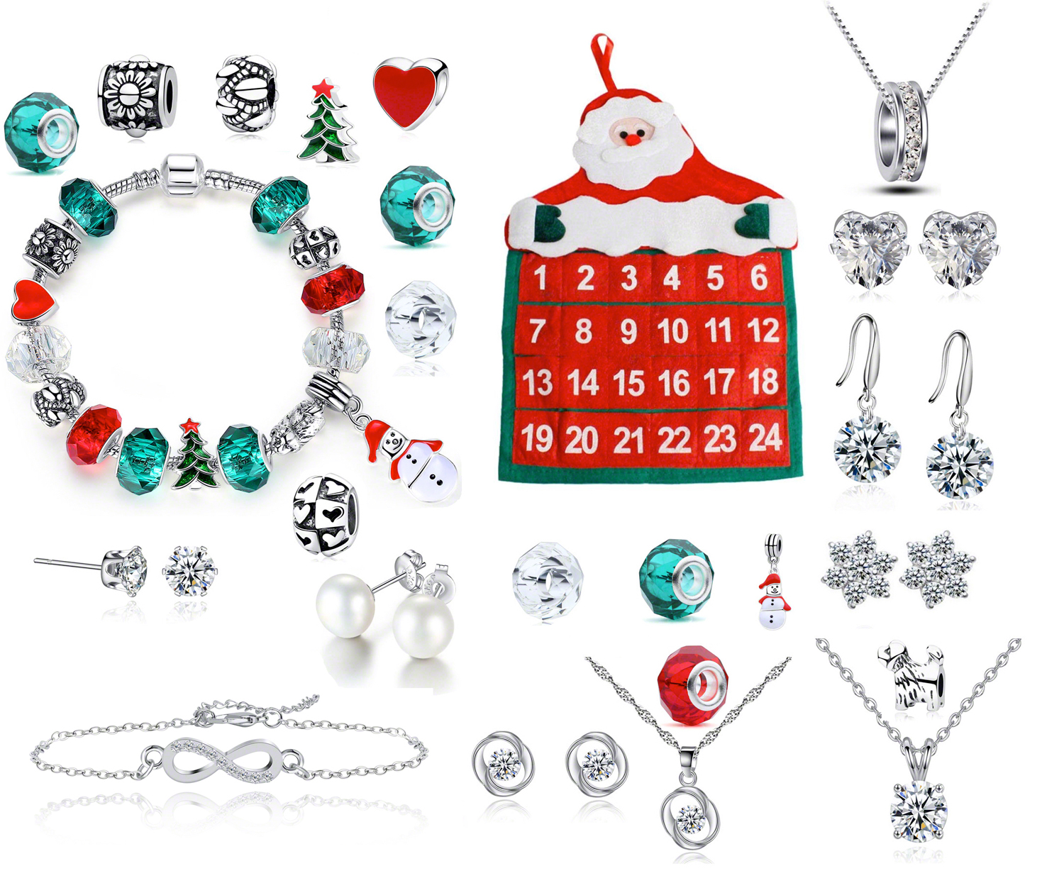 Large jewellery advent calendar 25 piece with crystals from swarovski