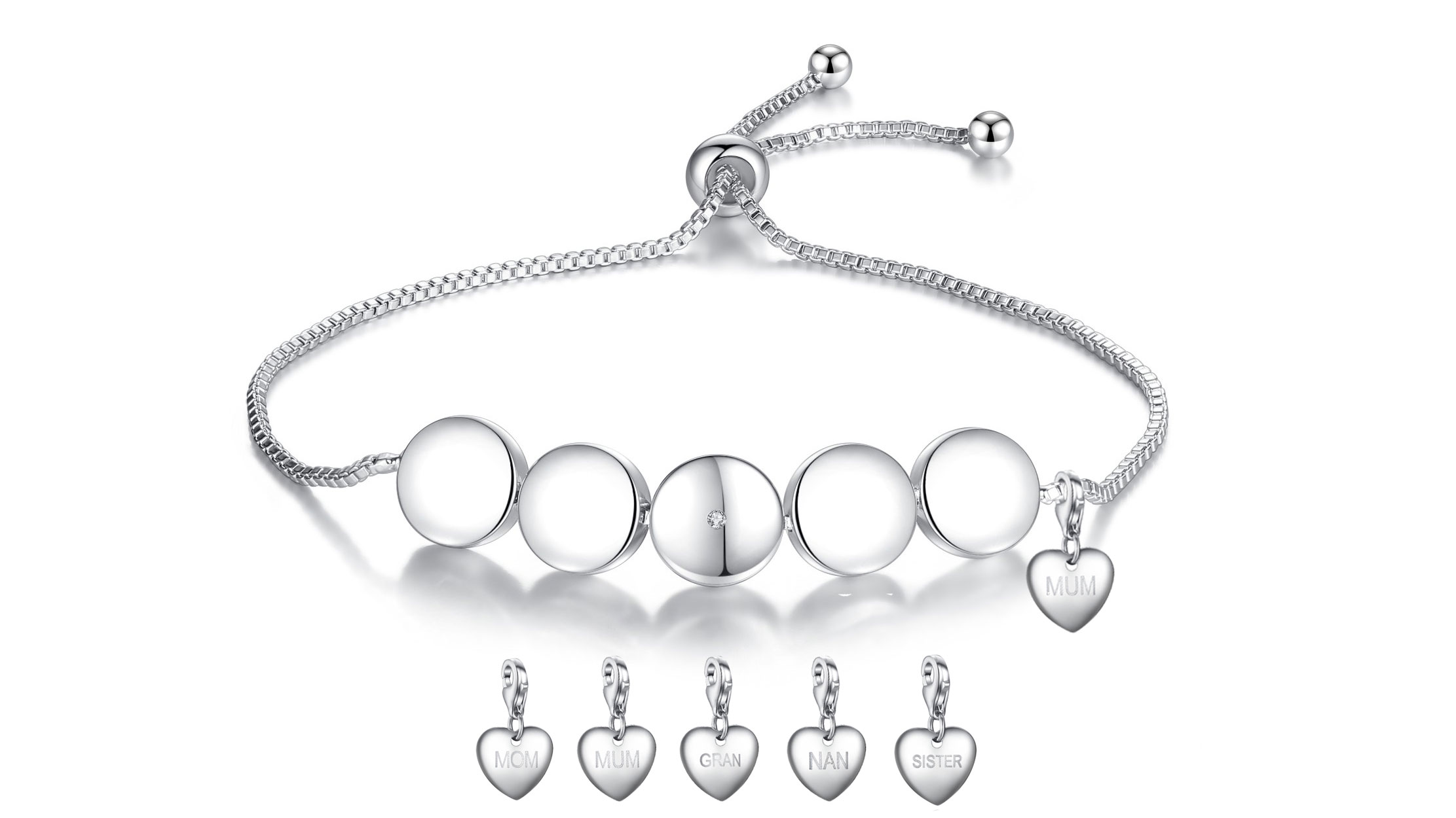 Natural Diamond Adjustable Bracelet Charm T A Y L O R S